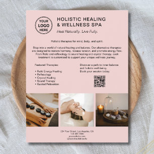 Holistische Gezondheidstherapeut Logo QR Roze Zake Flyer