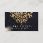 Holistische Gouden Mandala Lotus Donkere Inkt Yoga Visitekaartje (Voorkant)