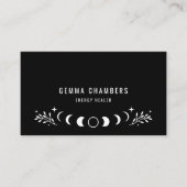 Holistische hemelmaanfasen zwart visitekaartje (Voorkant)