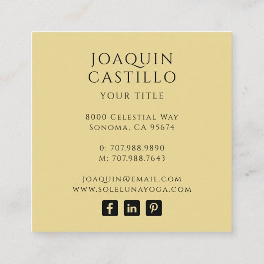 Holistische hemelse gouden zwarte zon maan vierkante visitekaartje (Achterkant)