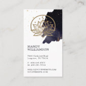 Holistische Hemelse Maan & Lotus Donkere Inkt Mono Visitekaartje (Achterkant)