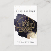 Holistische Hemelse Maan & Lotus Donkere Inkt Mono Visitekaartje (Voorkant)