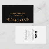 Holistische Hemelse Maan Phases Goud Zwart Visitekaartje (Voorkant / Achterkant)