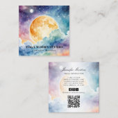 Holistische hemelse Waterverf Zon & Maan Yoga Vierkante Visitekaartje (Voorkant / Achterkant)