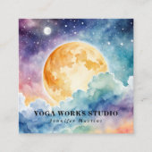 Holistische hemelse Waterverf Zon & Maan Yoga Vierkante Visitekaartje (Voorkant)