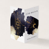 Holistische hemelse zon & maan donkere aquarel ink visitekaartje (Buitenkant)