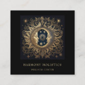 Holistische Hemelse Zon Maan Goud Zwart Vierkante Visitekaartje (Voorkant)