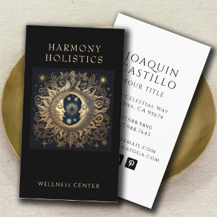 Holistische Hemelse Zon Maan Goud Zwart Visitekaartje