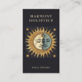 Holistische hemelse zon maan sterren goud zwart visitekaartje (Voorkant)