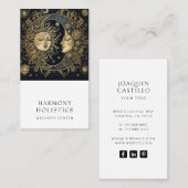 Holistische hemelse zon maan sterren goud zwart visitekaartje (Voorkant / Achterkant)