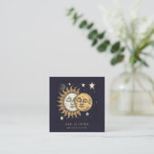 Holistische hemelse zon maan sterren vierkante visitekaartje (Staand voorkant)