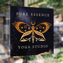 Holistische hemelse zon & maan vlinder donkere ink raamsticker