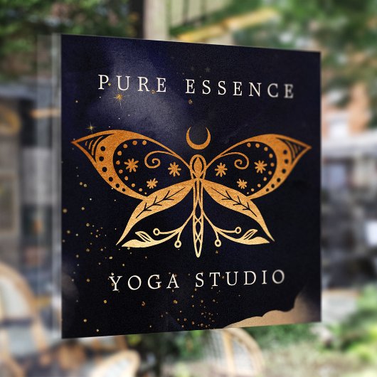 Holistische hemelse zon & maan vlinder donkere ink raamsticker