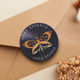 Holistische hemelse zon & maan vlinder donkere ink ronde sticker