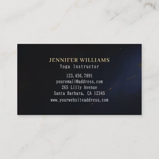 Holistische hemelse zon & maan yoga marine & goud visitekaartje (Achterkant)