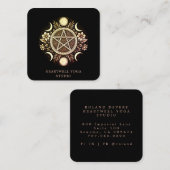 Holistische Hemelse Zon Maan Zwart Vierkante Visitekaartje (Voorkant / Achterkant)