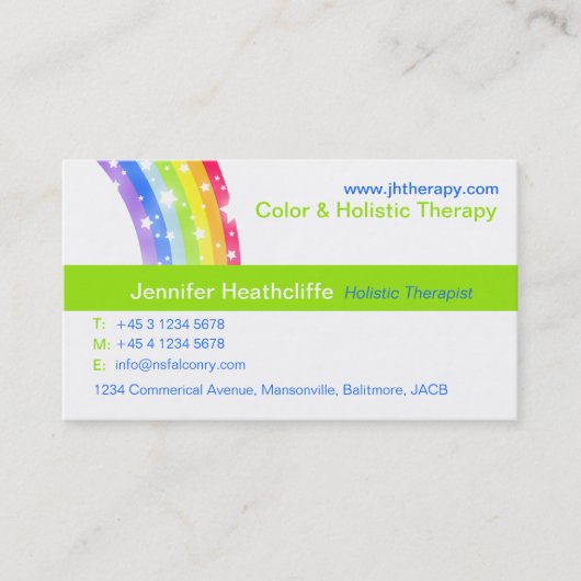 Holistische kleurtherapie bedrijf visitekaartje (Voorkant)