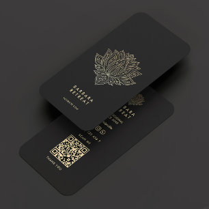 Holistische Wellness Coach Black Faux Gold Lotus Visitekaartje