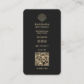 Holistische Wellness Coach Black Faux Gold Lotus Visitekaartje (Achterkant)