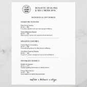 Holistische Wellness Diensten Minimalistisch Menu  (Voorkant)