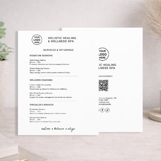Holistische Wellness Diensten Minimalistisch Menu 
