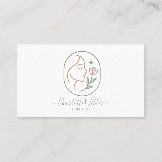 Holistische Wellness Face Flower Logo Visitekaartje (Voorkant)