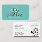 Holistische Yoga Kat Mediteren Yoga Pose Blauwgroe Visitekaartje (Voorkant / Achterkant)