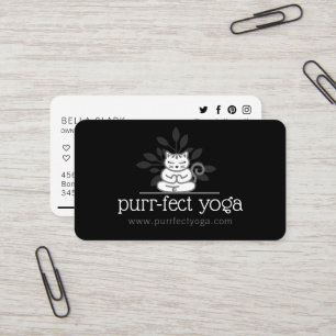 Holistische Yoga Kat Mediteren Yoga Pose Zwart Visitekaartje