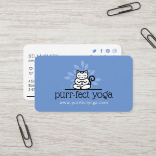 Holistische Yoga Kat Mediterende Yoga Pose Blauw Visitekaartje