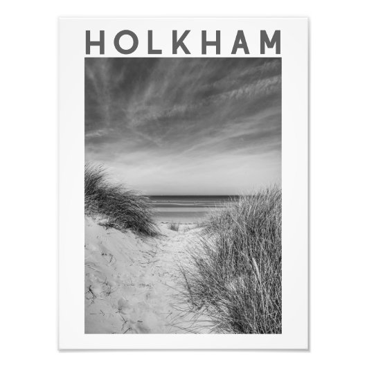 Holkham Beach Norfolk Black and White Poster (Voorkant)
