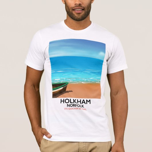 Holkham Norfolk Strand reisposter T-shirt (Voorkant)