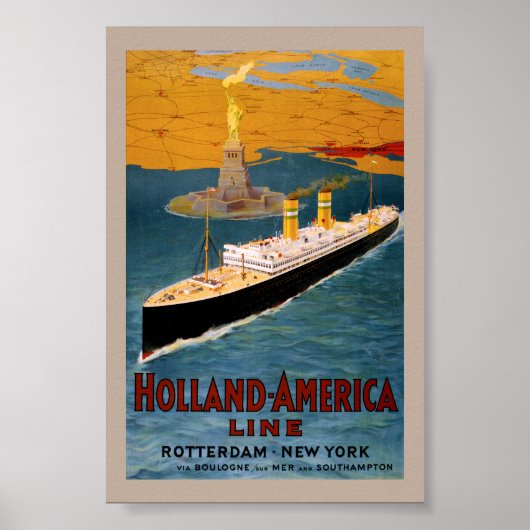 Holland America Line Oude Poster Gerestaureerd (Voorkant)