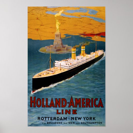 Holland America Line Vintage Poster hersteld (Voorkant)