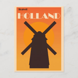 Holland Amsterdam Vintage Windmolen Dutch Travel Briefkaart