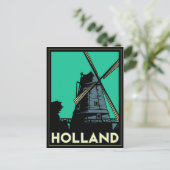 holland art deco  retro - reisposter briefkaart (Staand voorkant)