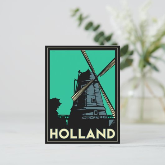 holland art deco  retro - reisposter briefkaart (Staand voorkant)