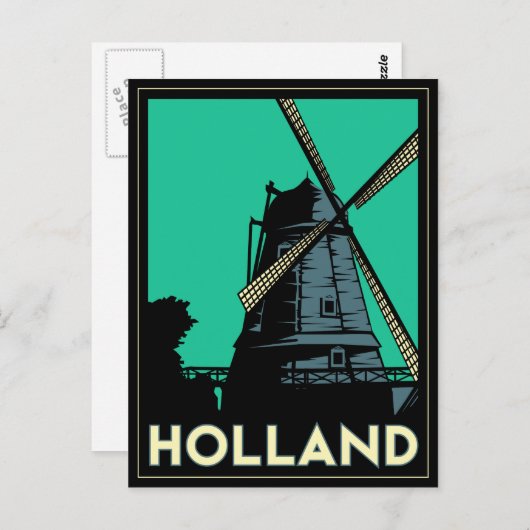 holland art deco  retro - reisposter briefkaart (Voorkant / Achterkant)