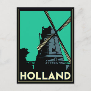 holland art deco  retro - reisposter briefkaart