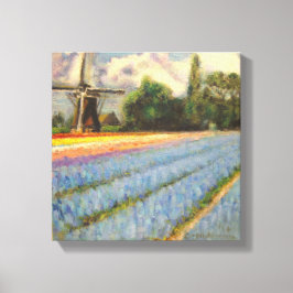 Holland Bloemen Landschapsschilderij Drieluik 2 va Canvas Afdruk