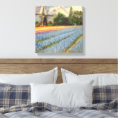 Holland Bloemen Landschapsschilderij Drieluik 2 va Canvas Afdruk (Insitu (Slaapkamer))