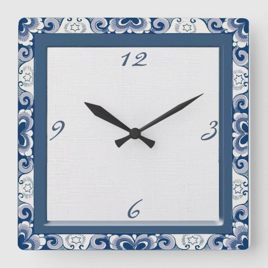 Holland Blue Country Clock Vierkante Klok (Voorkant)