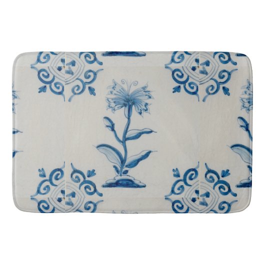 Holland Blue en White Flowers Badmat (Voorkant)