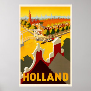 Holland Canal Vintage Travel Poster