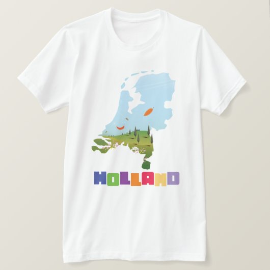 Holland cartoon map t-shirt (Design voorkant)