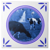 Holland Cows Delft Blue Printen Tile Tegeltje (Voorkant)