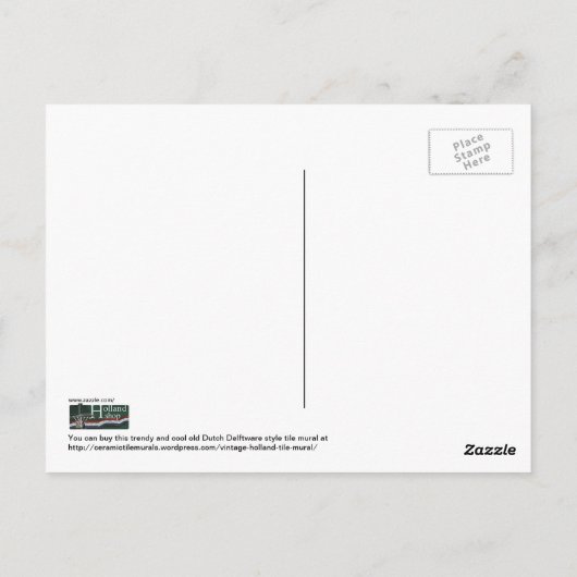 Holland Delftware Style Mural Briefkaart (Achterkant)