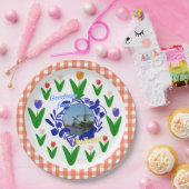 Holland Delftware Style Tulips Floral Pattern Papieren Bordje (Feest)
