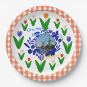 Holland Delftware Style Tulips Floral Pattern Papieren Bordje (Voorkant)