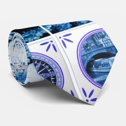 Holland Delftware Tile Mural Maritime Uitzicht Stropdas (Opgerold)