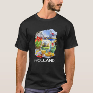 Holland Dutch Attributes: Kanalen Tulips Windmills T-shirt